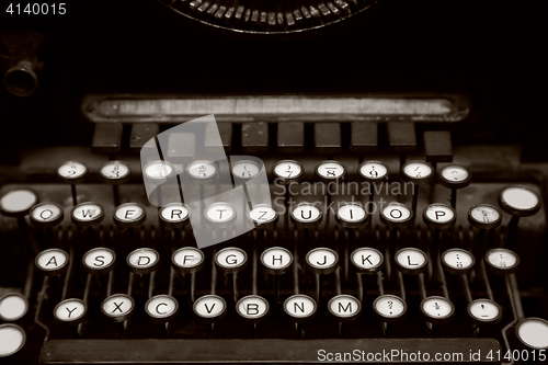 Image of Close up photo of antique German typewriter machine keys
