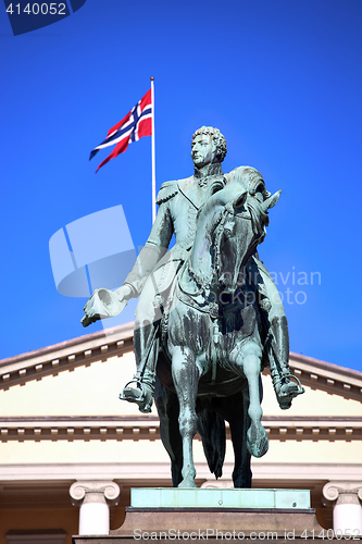 Image of Statue of Norwegian King Karl Johan XIV in Oslo, Norway 