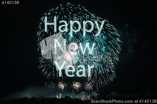 Image of Happy New Year with fireworks