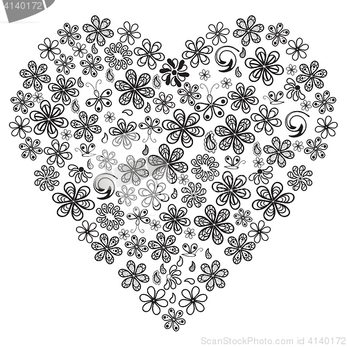 Image of Love concept of flowers in the shape of a heart