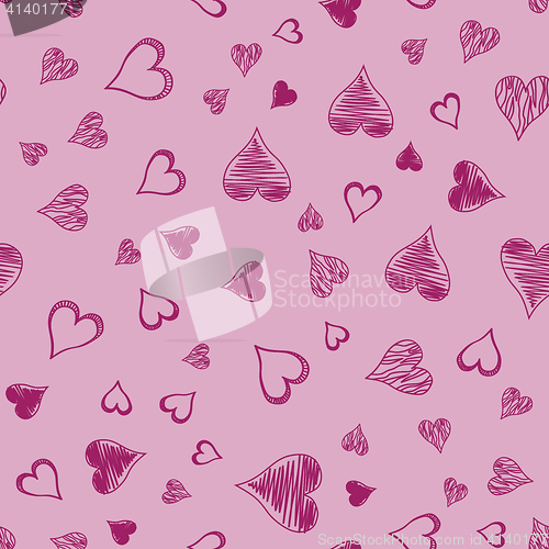 Image of Seamless pattern with hearts on pink