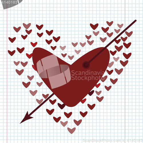 Image of Love concept of hearts and big heart in centre