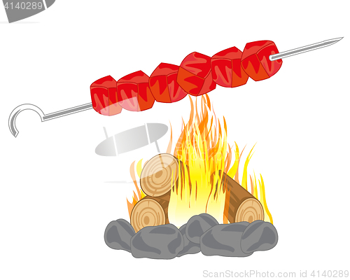 Image of Shish kebab on campfires