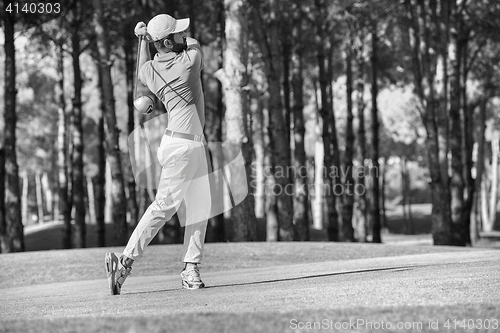 Image of golf player hitting shot with club