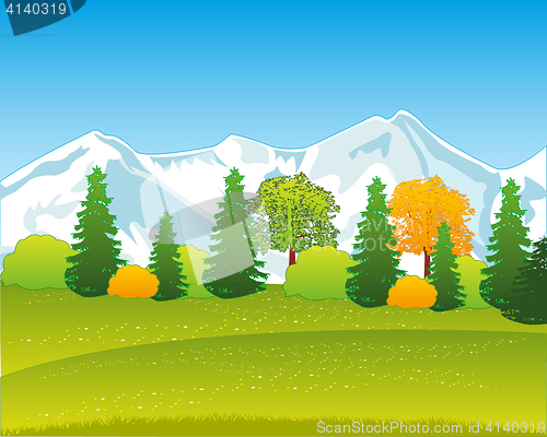 Image of Mountains and wood by autumn