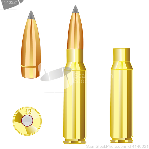 Image of Cartridge case and bullet from weapon