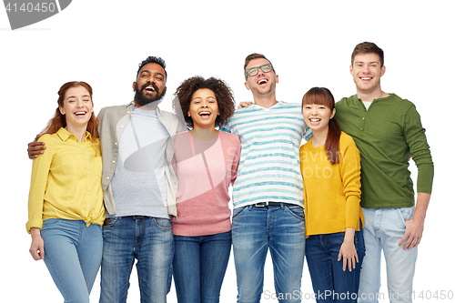 Image of international group of happy smiling people