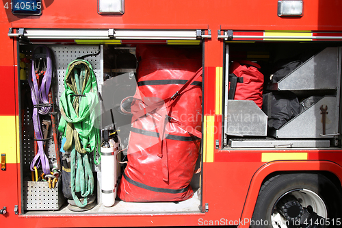 Image of Rescue Equipment Inside packed inside a fire truck