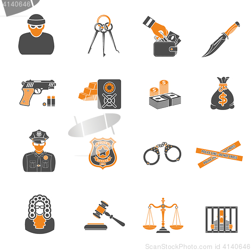 Image of Crime and Punishment two color Icons Set