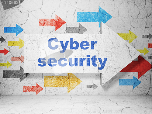 Image of Protection concept: arrow with Cyber Security on grunge wall background