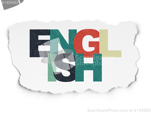 Image of Studying concept: English on Torn Paper background