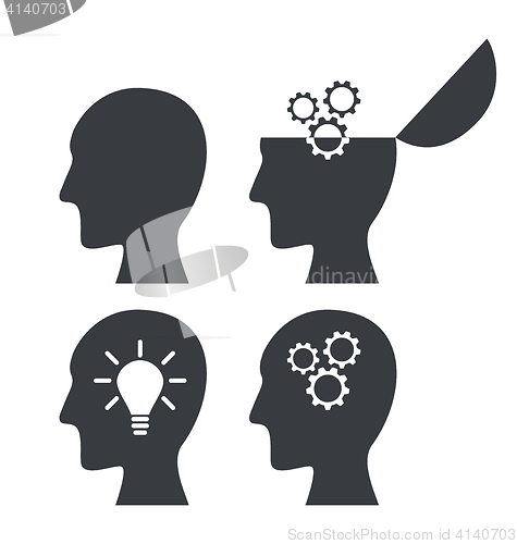 Image of Icon process of generating ideas to solve problems, birth of the