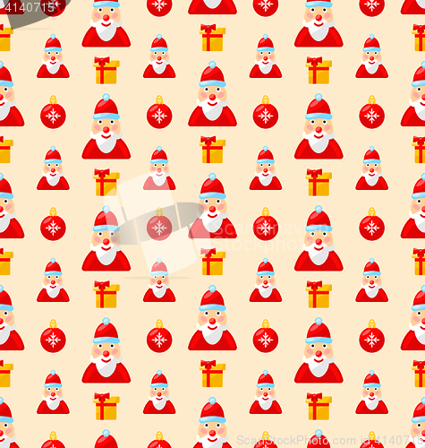 Image of Merry Christmas seamless pattern with Santa and gifts
