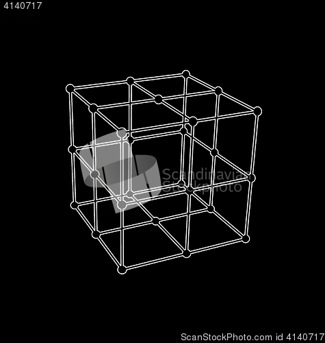 Image of Wireframe mesh polygonal Cube