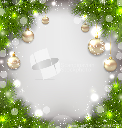 Image of Christmas winter background with glass balls