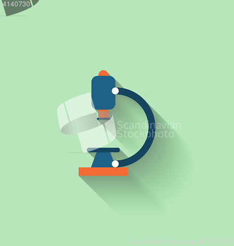 Image of Modern Flat Icon of Microscope with Long Shadow