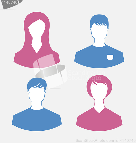 Image of Male and female user icons, modern flat design style