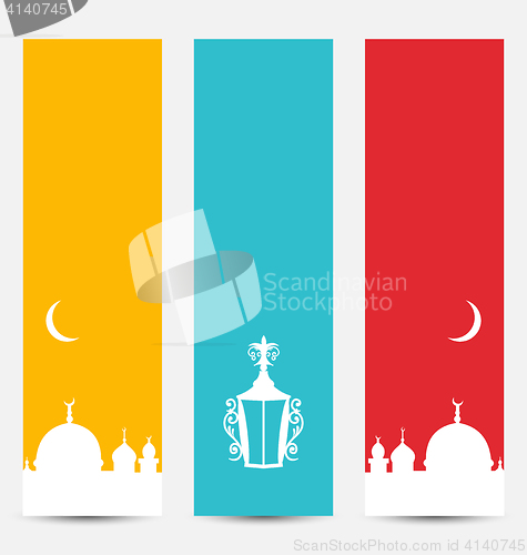 Image of Set Colorful Banners with Symbols for Ramadan Kareem