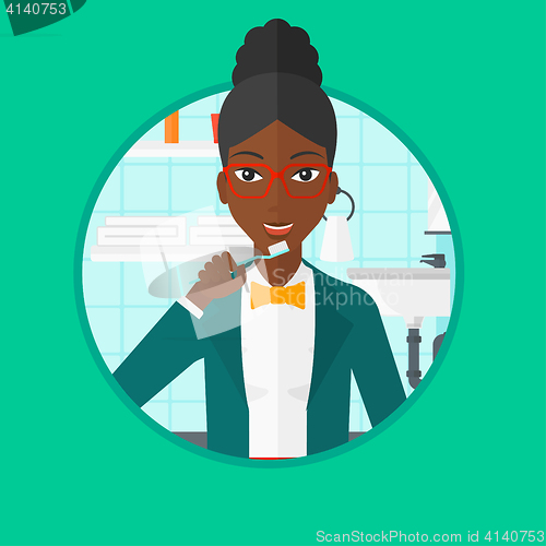 Image of Woman brushing teeth vector illustration.