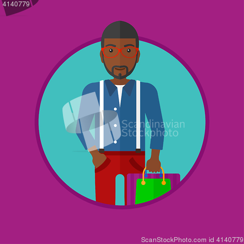 Image of Man with shopping bags vector illustration.