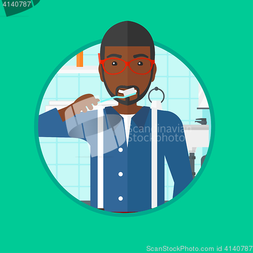 Image of Man brushing teeth vector illustration.