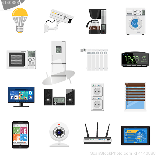 Image of Smart House and internet of things flat icons set