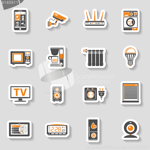 Image of Smart House and internet of things sticker icons set