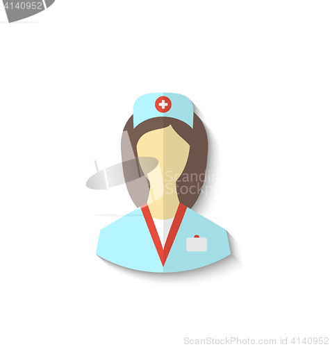 Image of Flat icon of medical nurse with shadow isolated on white backgro