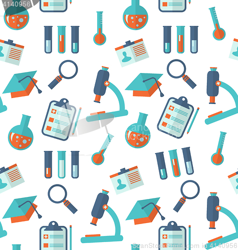 Image of Chemical Seamless Pattern with Different Laboratory Objects