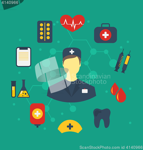 Image of Set trendy flat medical icons