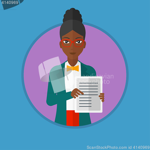 Image of Real estate agent showing contract.