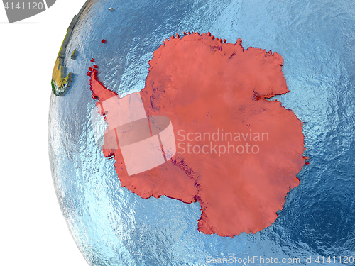 Image of Antarctica in red