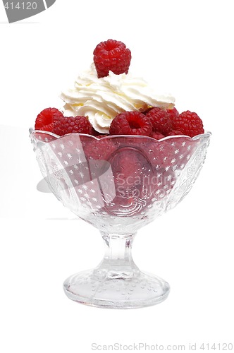 Image of Raspberry with cream on cup