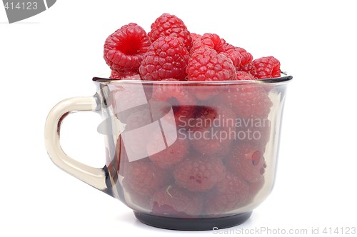 Image of Raspberry on glass  cup