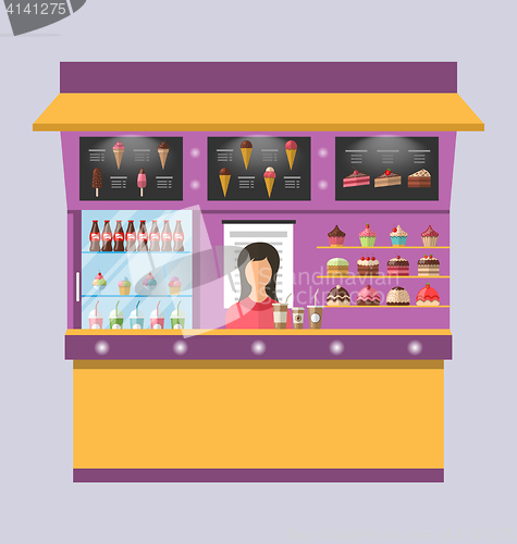 Image of Sweet Shop with Cakes, Ice Creams, Muffins