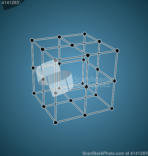 Image of Wireframe mesh polygonal Cube