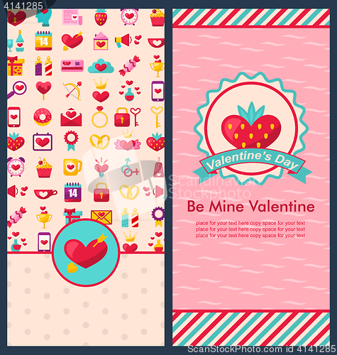 Image of Set Beautiful Vertical Banners for Happy Valentine\'s Day