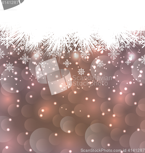 Image of New Year background made in snowflakes, copy space for your text