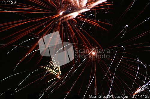 Image of Colorful fireworks on dark sky