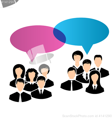 Image of Icons of business groups share your opinions, dialogs speech bub