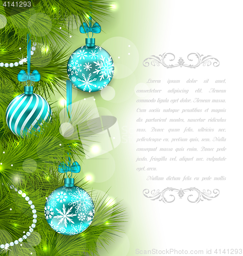 Image of Christmas Glowing Card with Fir Twigs