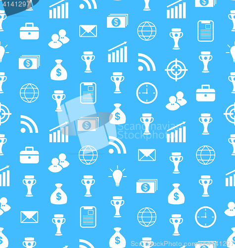 Image of Seamless Pattern with Flat Business and Financial Icons, Repeating Wallpaper
