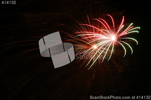 Image of Colorful fireworks on dark sky