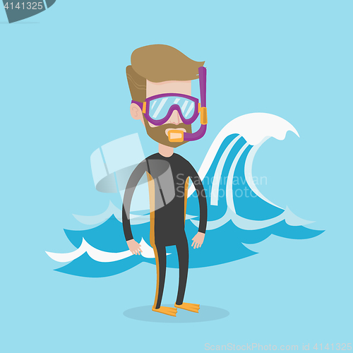 Image of Young scuba diver vector illustration.