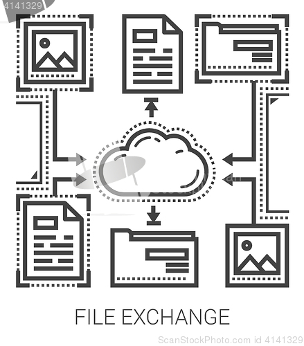 Image of File exchange line icons.