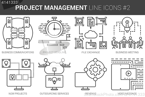 Image of Project management line icon set.