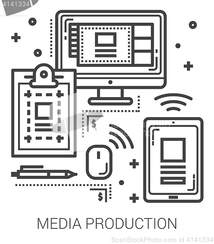 Image of Media production line icons.