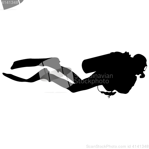 Image of Black silhouette scuba divers. illustration.