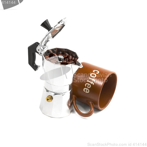 Image of mocha coffee machine and cup