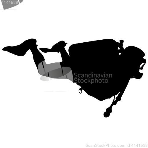 Image of Black silhouette scuba divers. illustration.